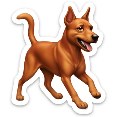 realistic solid red dog with pointed ears running sticker