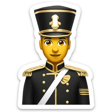 A marching band drum major in a black and gold uniform  sticker