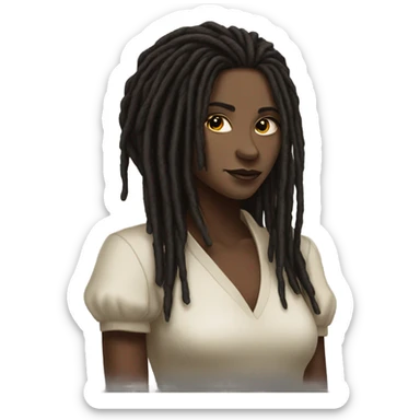 elegant medium-skinned dark dreadlocks beauty portrait sticker