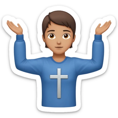 Una persona con los vrazos estirados hacia ambos lados vestido y en forma de cruz sticker