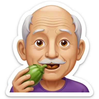 Old man eating a egg plant  sticker
