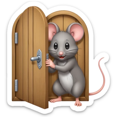 Scared Mouse open Little Door in the wall sticker