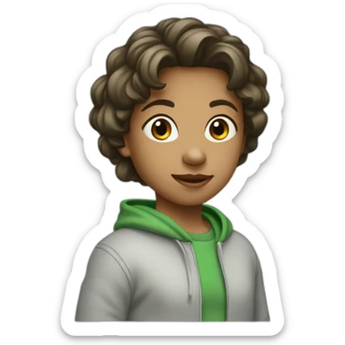 Girl-with-boy-haircut-and-green-hoodie sticker