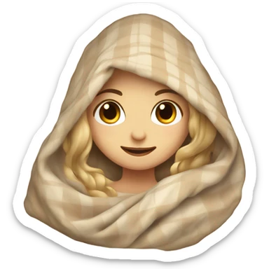 Beige clean girl folded plaid blanket  sticker