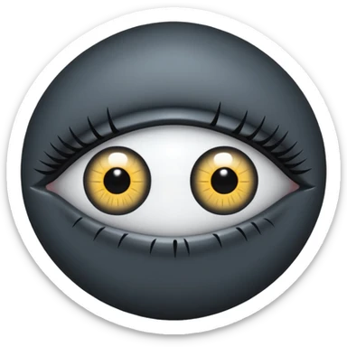 Minimal emoji, gothic futuristic eye, cold grey sclera, the pupil is fully replaced by a solid black number 8 eight, occult cyber aesthetic, sharp clean lines, flat emoji design, centered, transparent background sticker