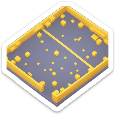 isometric square floor layout yellow lines border sticker
