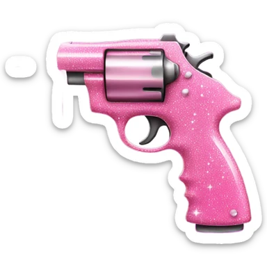 pink gun with sparkles sticker