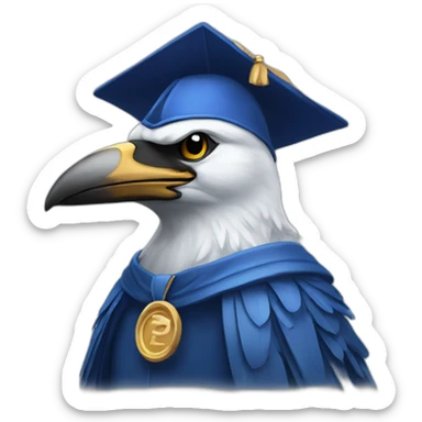 Blue Crow with alumni hat and mantle sticker
