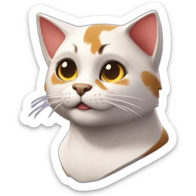 Meowscles Anthromorphic calico cat from fortnite sticker