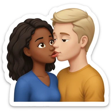 White guy kissing black girl sticker