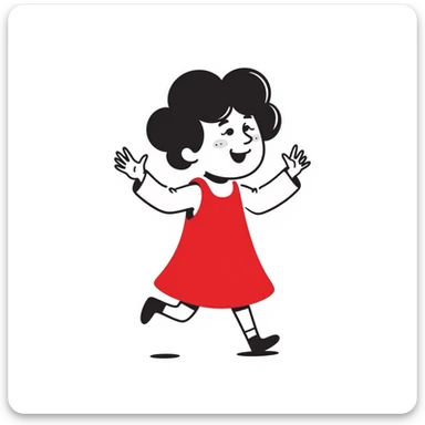 hand-drawn little child wearing a red dress sticker