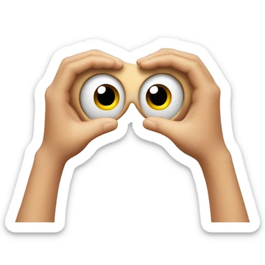 Peeking through 1 eye with hands over other  sticker