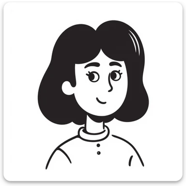 young woman with dark hair and medium skin, hand-drawn doodle style, sketchy lines, simple details sticker
