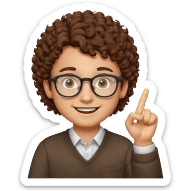 băiat cu ochelari și păr cârlionțat șaten aprobând sticker