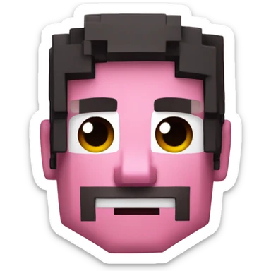 I want you to make a minecraft head thats pink  sticker