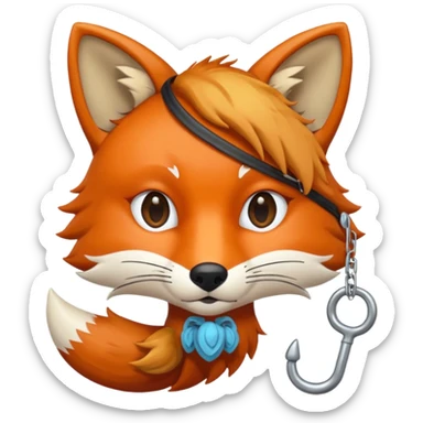 A fox with a eye patch and a hook  sticker