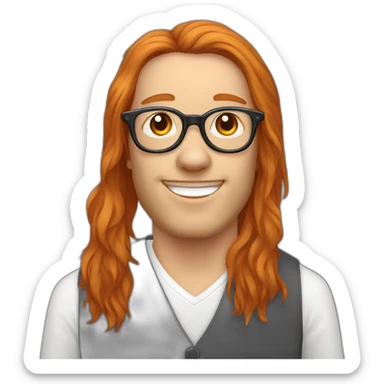 Springer spaniel with owner man and girl orange hair with glasses sticker