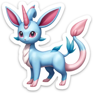 Shiny Cute Milotic-Sylveon-Glaceon-Vaporeon-Dragonair-Pokémon-hybrid-fusion full body sticker