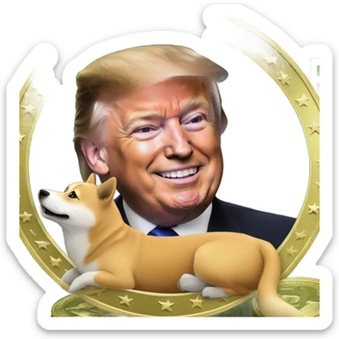 Trump and Elon with doge coin  sticker