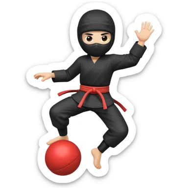 Clumsy ninja tripping over toy sticker