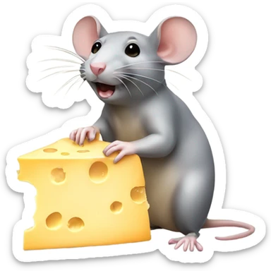 Rat eating cheese sticker