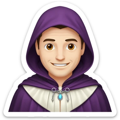 white cloak villain smiling, male sticker