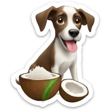 Dog drinking from coconut sticker