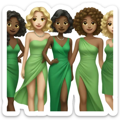 Friends in stunning green dresses  sticker