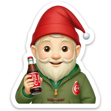 Yard gnome with a coke sticker