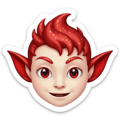 red glitter smilling imp sticker