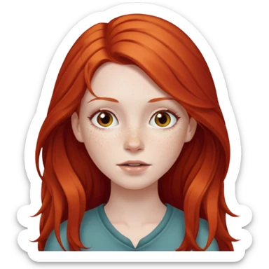 white girl with long red hair sticker