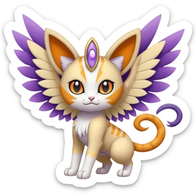 Meloetta-Meowth-Gatomon-Pokémon-Digimon-Fakémon-fusion-hybrid-creature sticker
