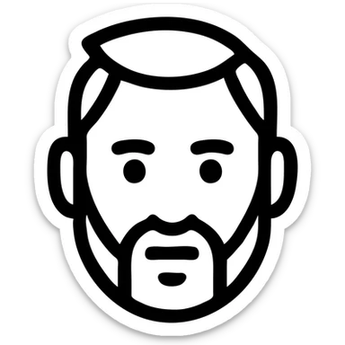 highly abstract Messi face icon, Airbnb category style, only essential shapes, very thick lines, no text sticker