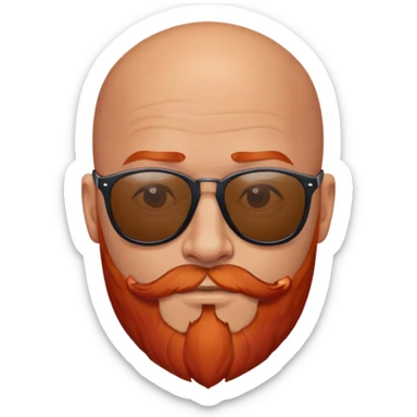 Bald guy with a red beard around jaw line with sun glasses on  sticker