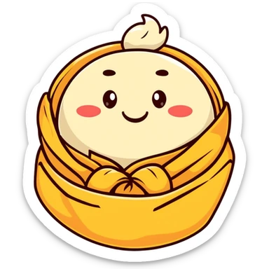 banh bao, cute cartoon sticker style, smiling face sticker