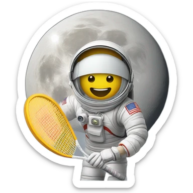 Badminton player on the moon sticker
