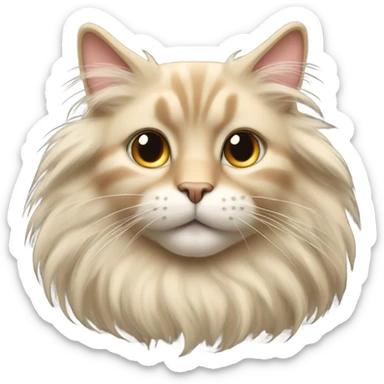 beige cat with long hair sticker