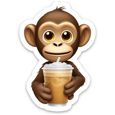 Monkey with iced coffee  sticker