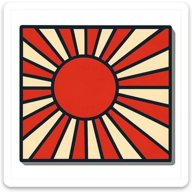 Japanese Empire flag (Rising Sun with rays) vibrant toon style sticker