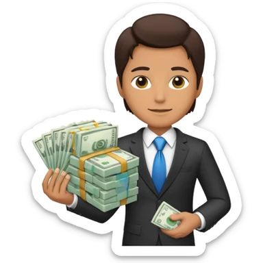 CEO with money in his hands donating to a hospital sticker