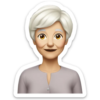 old lady white blonde short hair side bangs brown eyes sticker