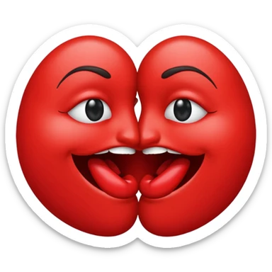 A kiss emoji biting the lip of the other kiss emoji sticker