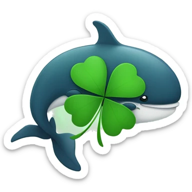 Four-leaf clover-breathing whale sticker