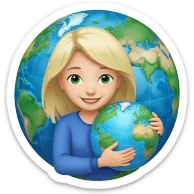 girl hugging the world sticker