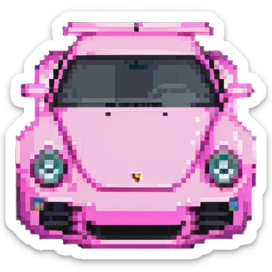 full view of a pink porsche sports car sticker