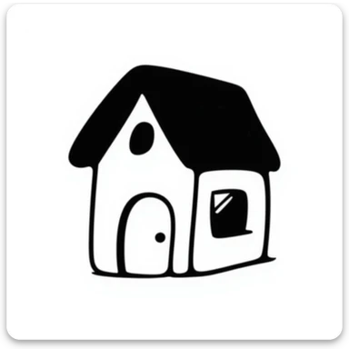 house hand drawn black doodle style sticker