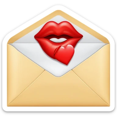 An envelope with a kiss imprint sticker