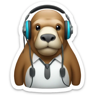 A walrus with a coaching headset  sticker