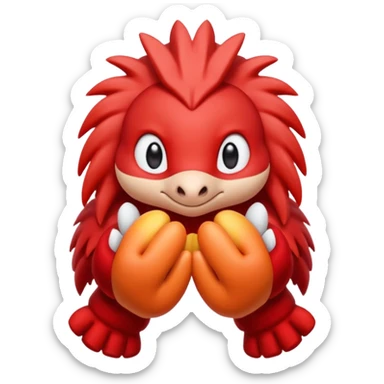 knuckles a red animal with peach arms and white mittens that have no fingers , he’s a echidna with red eyes sticker