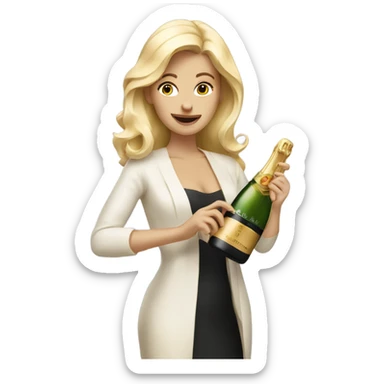 À blonde woman are opening a bottle of champagne sticker